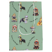 かわいいクリスマスドッグスのパター図解入りの、写真付きのンホリデー ミディアムペーパーバッグ (裏面)