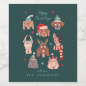 かわいいクリスマスドッグズムー ワインラベル (シングルラベル)