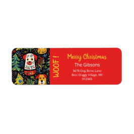 かわいいクリスマスドッグ差出人住所ラベル ラベル