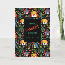 かわいいクリスマスドッグ折りホリデーカード シーズンカード