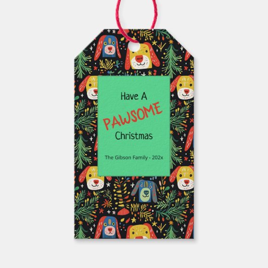 かわいいクリスマスドッグ ギフトタグ (正面)