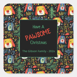 かわいいクリスマスドッグ スクエアシール