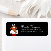 かわいいクリスマスドッグin赤いストッキングカスタマイズ ラベル (インサイチュ)