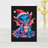かわいいクリスマスドラゴン カード (黄色い花)