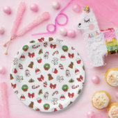 かわいいクリスマスドードルパターン ペーパープレート (パーティー)