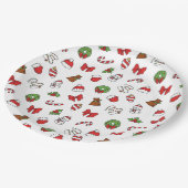 かわいいクリスマスドードルパターン ペーパープレート (アングル)