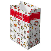 かわいいクリスマスドードル ミディアムペーパーバッグ (正面アングル)