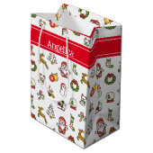 かわいいクリスマスドードル ミディアムペーパーバッグ (裏面アングル)