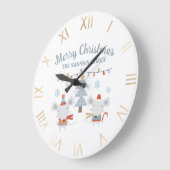 かわいいクリスマスネズミと木 ラージ壁時計 (傾斜)