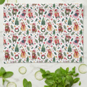 かわいいクリスマスネズミオンホワイト キッチンタオル (折り畳み)