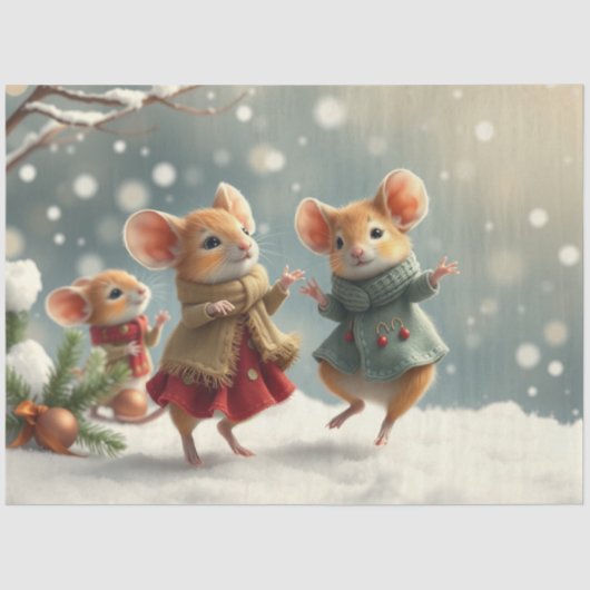 かわいいクリスマスネズミティッシュペーパー 薄葉紙 (正面)