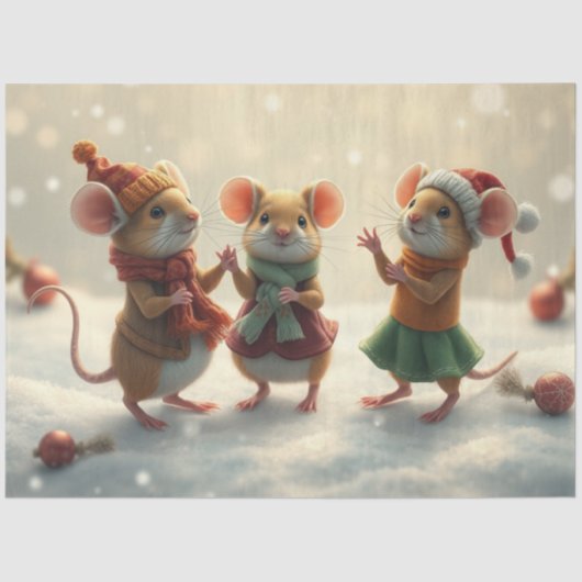 かわいいクリスマスネズミティッシュペーパー 薄葉紙 (正面)