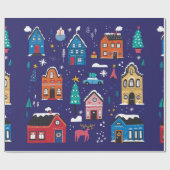 かわいいクリスマスハウスフラットヴィンテージイラストs ラッピングペーパー (フラット)