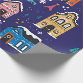 かわいいクリスマスハウスフラットヴィンテージイラストs ラッピングペーパー (角)