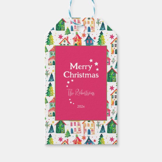 かわいいクリスマスハウス ギフトタグ (正面)