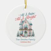 かわいいクリスマスハウス セラミックオーナメント (正面)