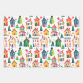 かわいいクリスマスハウス ラッピングペーパーシート (正面)