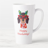 かわいいクリスマスハッピーハウリデイズドキシードシュント犬 カフェラテマグ (右)