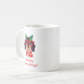 かわいいクリスマスハッピーハウリデイズドキシードシュント犬 コーヒーマグカップ (正面左)