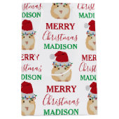 かわいいクリスマスハムスターおもしろい動物名前をカスタムする ミディアムペーパーバッグ (正面)