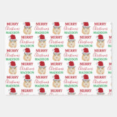 かわいいクリスマスハムスターおもしろい動物名前をカスタムする ラッピングペーパーシート (正面2)