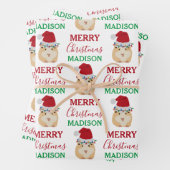 かわいいクリスマスハムスターおもしろい動物名前をカスタムする ラッピングペーパーシート (インサイチュ)