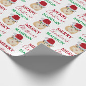 かわいいクリスマスハムスターおもしろい動物名前をカスタムする ラッピングペーパー (角)