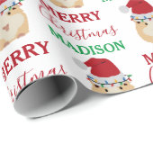 かわいいクリスマスハムスターおもしろい動物名前をカスタムする ラッピングペーパー (ロールコーナー)