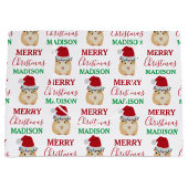 かわいいクリスマスハムスターおもしろい動物名前をカスタムする ラージペーパーバッグ (正面)