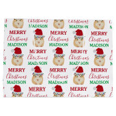 かわいいクリスマスハムスターおもしろい動物名前をカスタムする ラージペーパーバッグ (裏面)