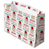 かわいいクリスマスハムスターおもしろい動物名前をカスタムする ラージペーパーバッグ (裏面アングル)