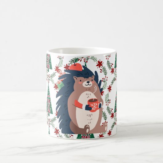 かわいいクリスマスハリネズミ コーヒーマグカップ (中央)