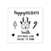 かわいいクリスマスハンドドロードトナカイ差出人住所 ラバースタンプ (インプリント)