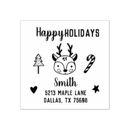 かわいいクリスマスハンドドロードトナカイ差出人住所 ラバースタンプ