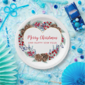 かわいいクリスマスハートリース紙プレート ペーパープレート (パーティー)