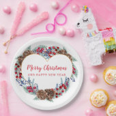 かわいいクリスマスハートリース紙プレート ペーパープレート (パーティー)