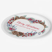 かわいいクリスマスハートリース紙プレート ペーパープレート (アングル)