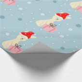 かわいいクリスマスバニー（青） ラッピングペーパー (角)