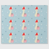 かわいいクリスマスバニー（青） ラッピングペーパー (フラット)