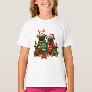 🎄 かわいいクリスマスパグのセーター姿 Tシャツ