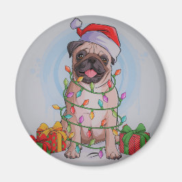 かわいいクリスマスパグドッグサーマルタンブラー マグネット