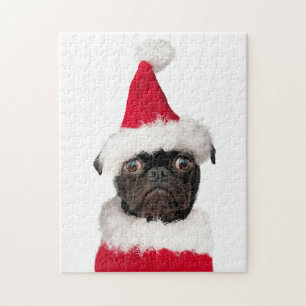 かわいいクリスマスパグパピーサンタ ジグソーパズル