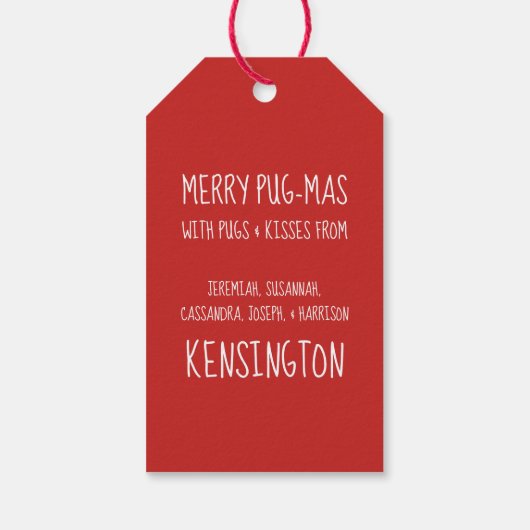 かわいいクリスマスパグパピースサンタプメリーグマス ギフトタグ (裏面)