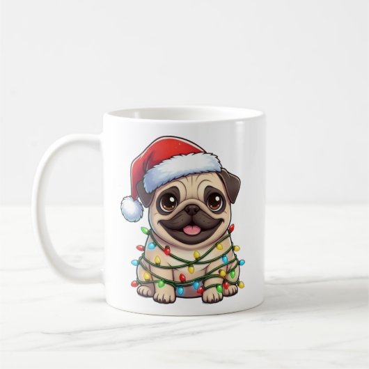 かわいいクリスマスパグマグ コーヒーマグカップ (左)