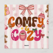 かわいいクリスマスパジャマパーティーの女の子の誕生日 招待状 (裏面)