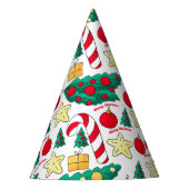 かわいいクリスマスパターンのパーティーハット パーティーハット (正面)