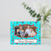 かわいいクリスマスパターン家族の写真はがき シーズンポストカード (スタンド正面)