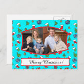 かわいいクリスマスパターン家族の写真はがき シーズンポストカード (正面/裏面)