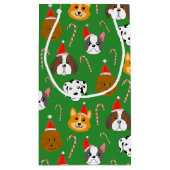 かわいいクリスマスパターン（の模様が）ある犬 スモールペーパーバッグ (裏面)