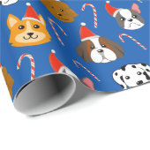 かわいいクリスマスパターン（の模様が）ある犬 ラッピングペーパー (ロールコーナー)